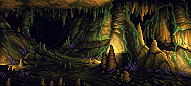 Zone 2: an overgrown cavern lit by glowing growths